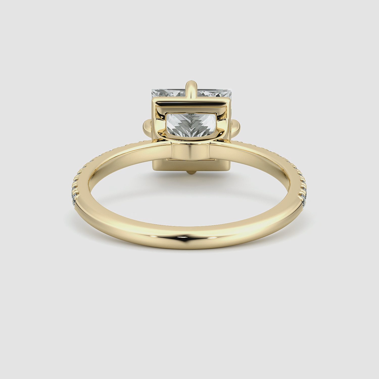 The Compass Solitaire | Princess | 18k | Yellow Gold | bandAccent: Pavé | diamondOrientation: vertical | caratWeight: other