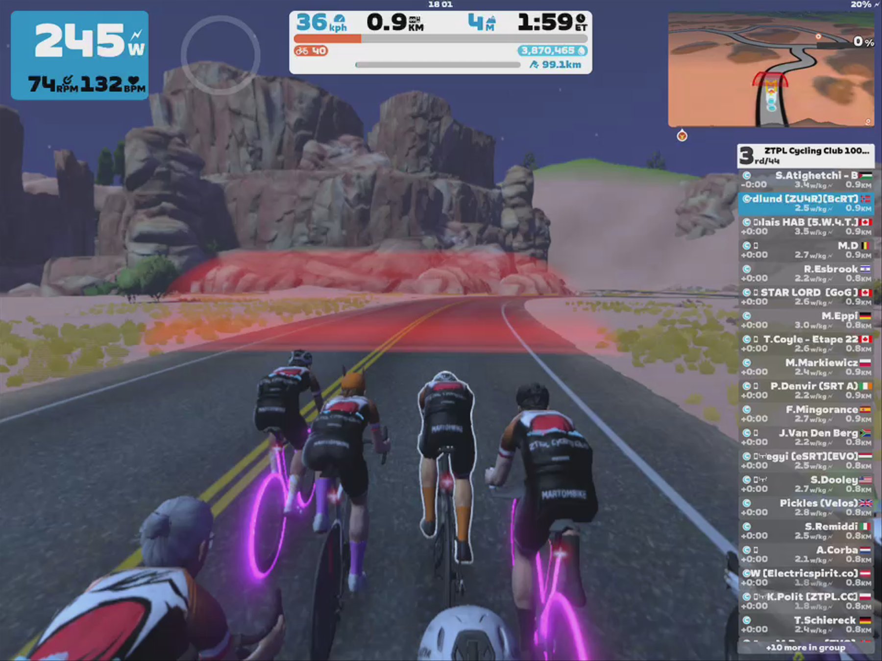 Zwift - Group Ride: ZTPL Cycling Club 100km ride (C) on Eastern Eight in Watopia