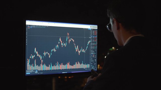 A trader making a call with his smartphone