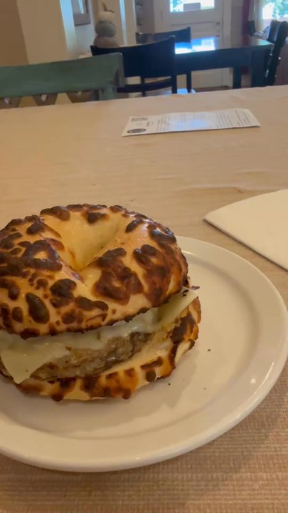 Cowboy Coffee - This is a sausage bagel pepper jack cheese - Coffee & Tea Near Me - Molalla, Oregon