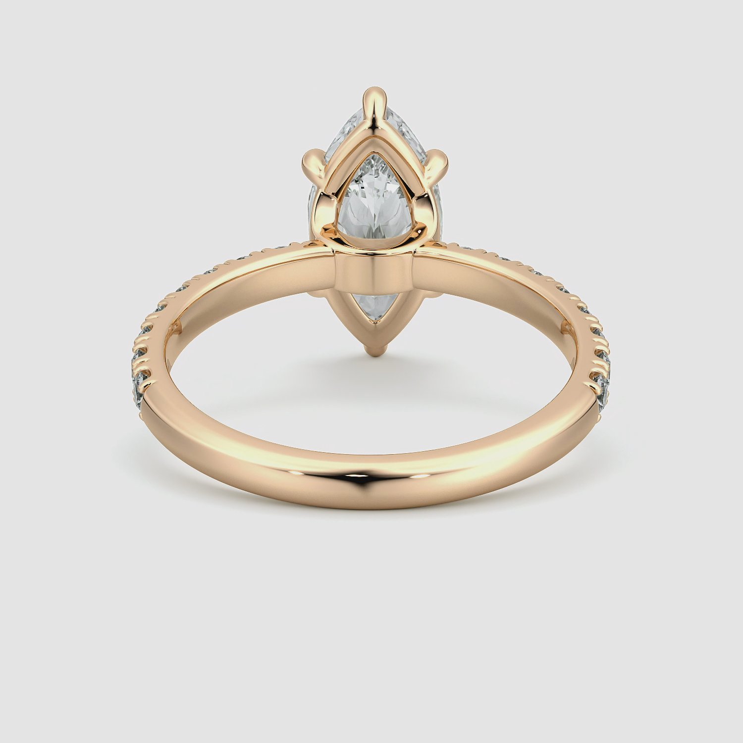 The Signature 6 Prong | Marquise | 14k | Rose Gold | bandAccent: Pavé | bandWidth: large | hiddenHalo: no | diamondOrientation: vertical | caratWeight: other