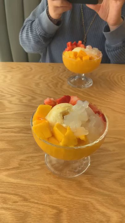 Mango Mango Desserts - A3 Strawberry Mango Juice Sago & Lychee Jelly w. Mango Ice Cream - Desserts Near Me - Cherry Hill, New Jersey