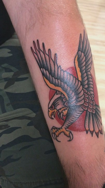 Colorfast Studios - An awesome traditional eagle Erin did on me a few weeks back! - Tattoo Near Me - West Palm Beach, Florida