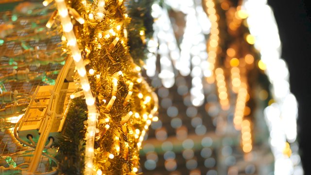 Close-up shot of Christmas lights