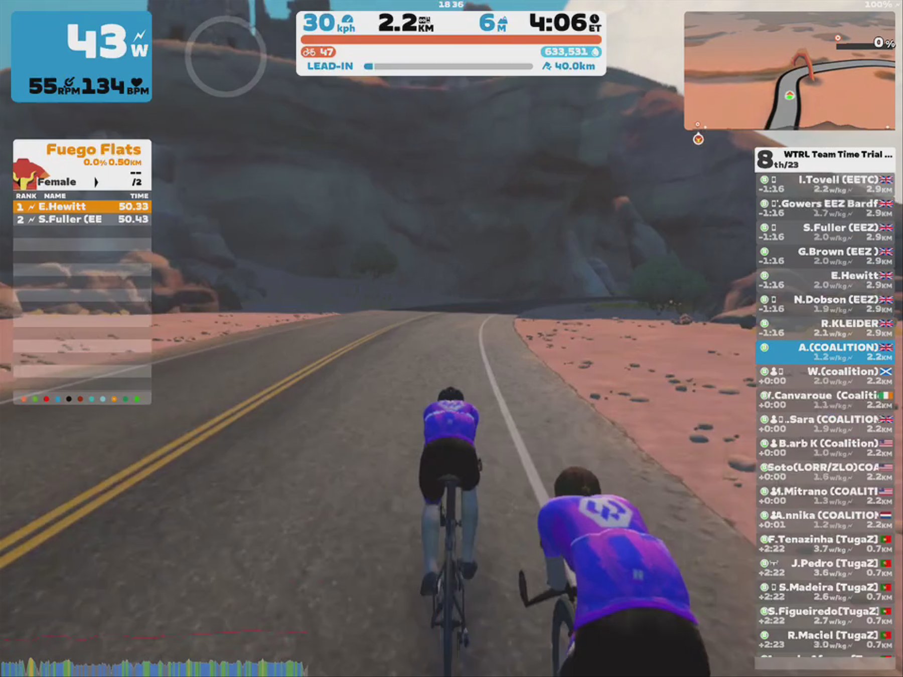 Zwift - TTT: WTRL Team Time Trial - Zone 18 (MOCHA) on Out And Back Again in Watopia