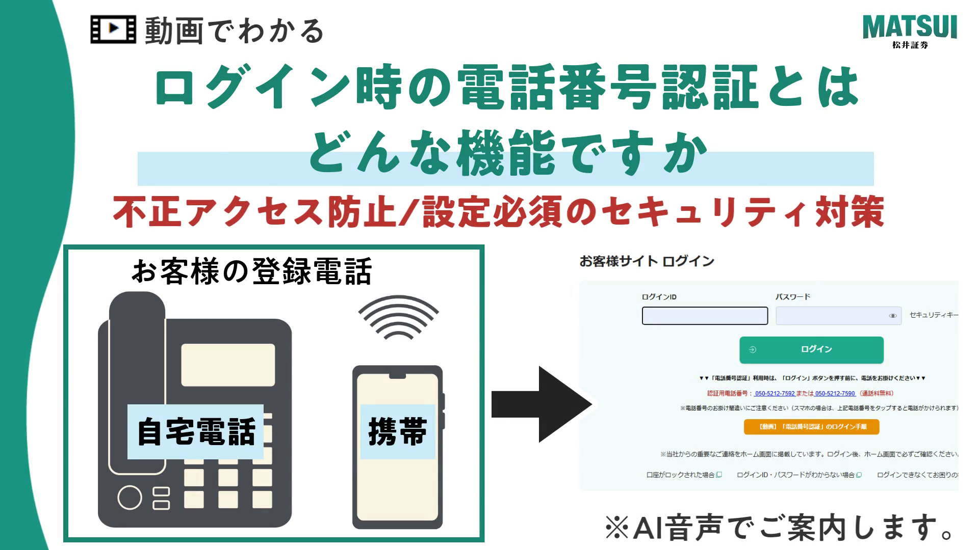 ログイン時の「電話番号認証」とはどんな機能ですか。 | よくあるご質問（Q＆A）｜松井証券