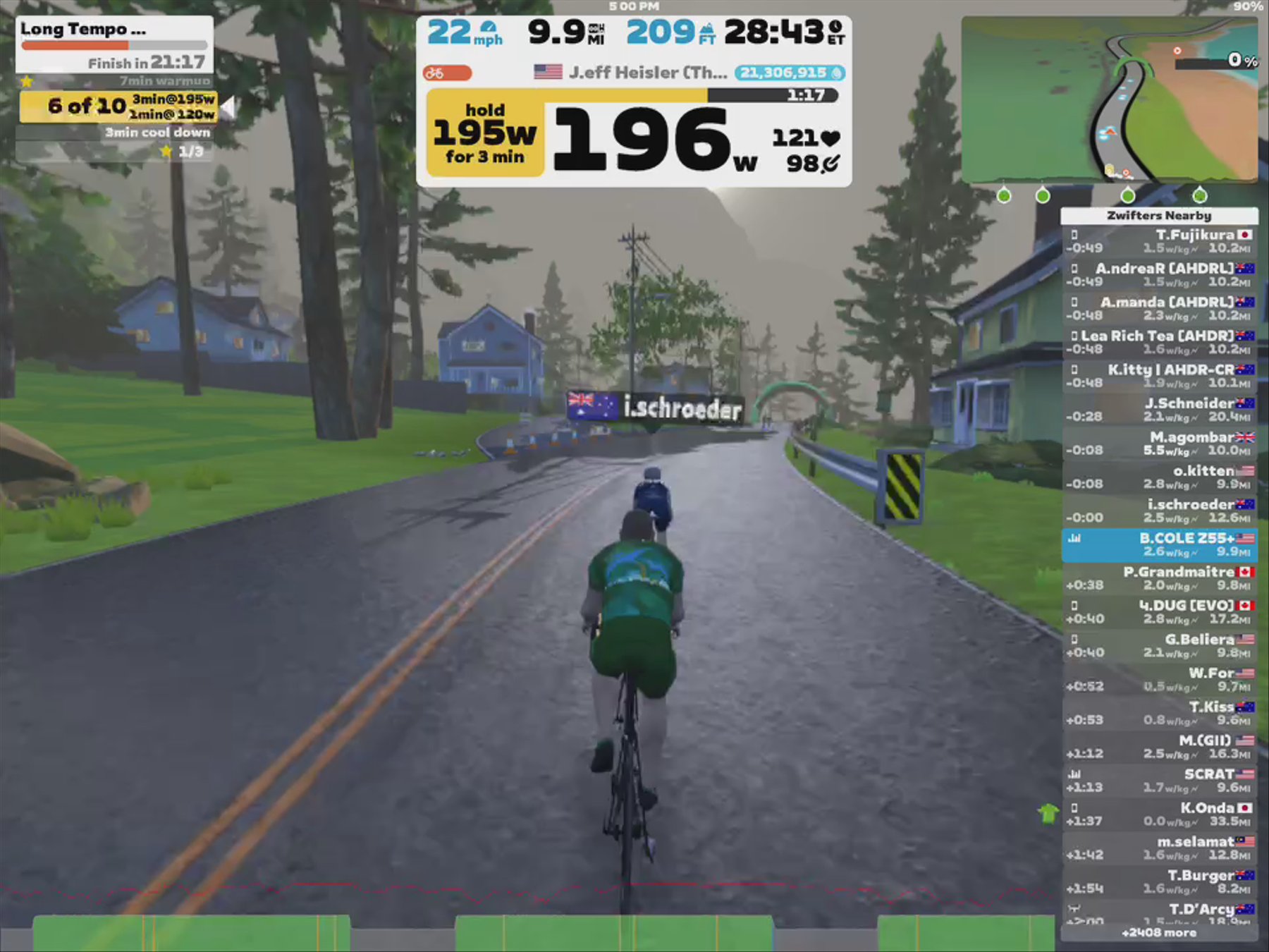 Zwift - Long Tempo Intervals in Watopia