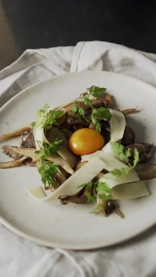 Soy-Cured Egg Yolk with Mushrooms