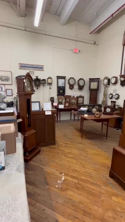 Cabot Mill Antiques - The cool clock section. - Antiques Near Me - Brunswick, Maine