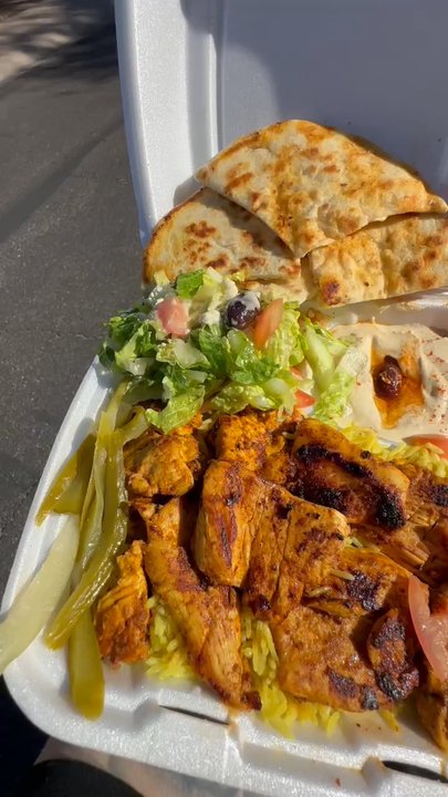 Gyro 101 Phoenix - I got the shish kebab chicken combo so  tasty and let me say  packed with chicken and rice,salad, hummus came with pita bread. - Mediterranean Near Me - Phoenix, Arizona