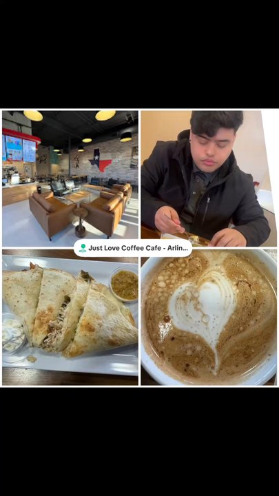 Just Love Coffee Cafe - Arlington TX - The Tiramisu Latte  was so dang good!! I strongly recommend this place! They've got comfortable couches and the vibe is - Waffles Near Me - Arlington, Texas