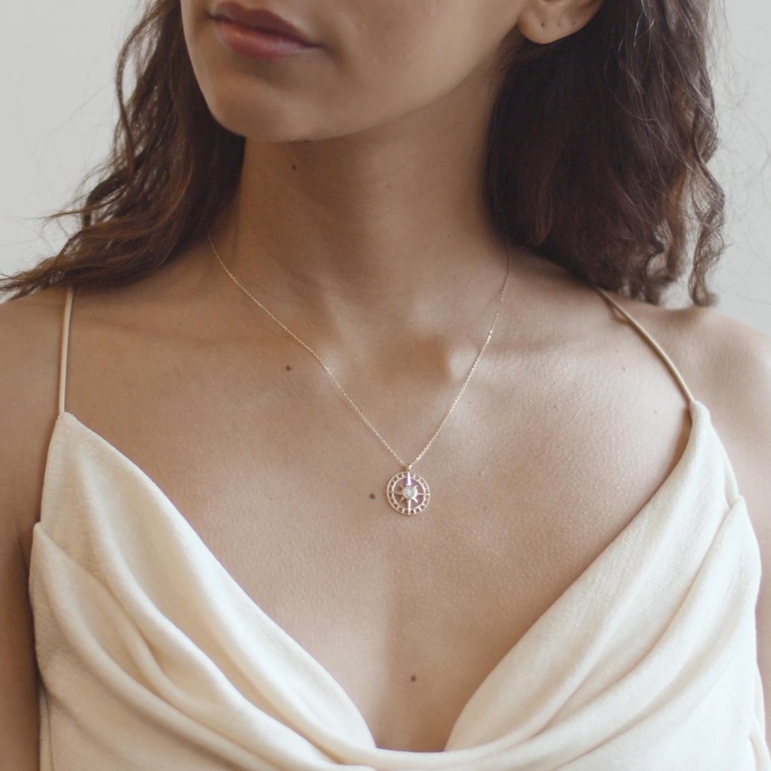 North Star Medallion | Round Brilliant | 14k | Yellow Gold | chainLength: 18-20