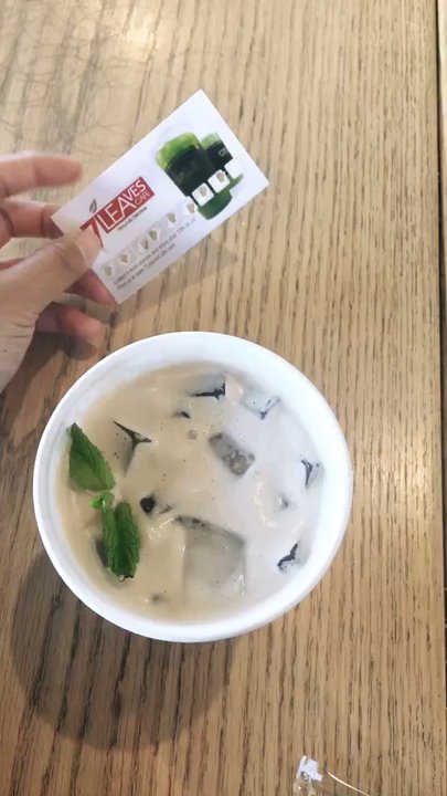 7 Leaves Cafe - New Serreno Mint Coffee over ice---be sure to get a stamp card too! - Coffee & Tea Near Me - Cypress, California