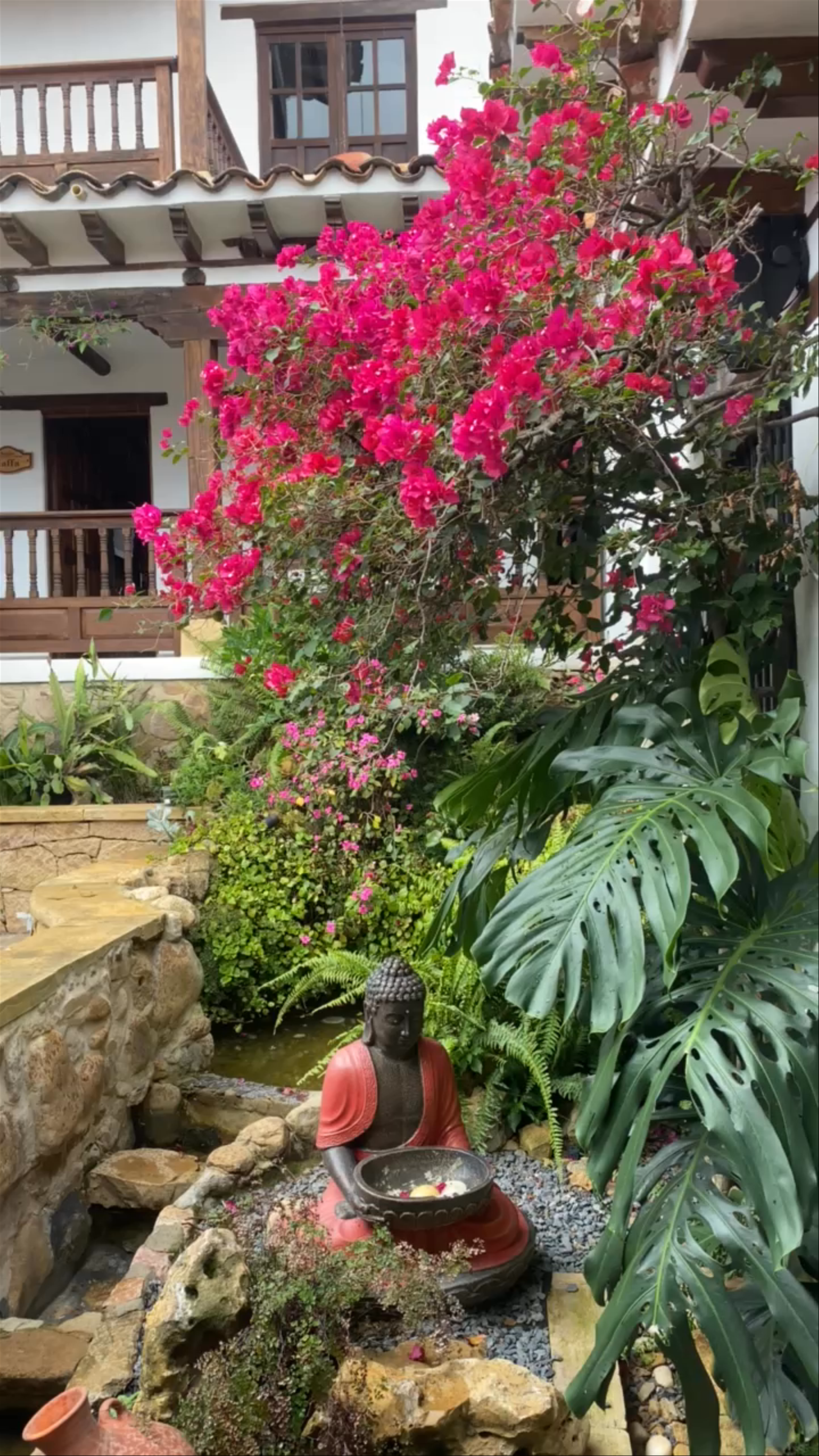 Serene Garden Courtyard at Boutique Hotel El Carmel in Villa de Leyva