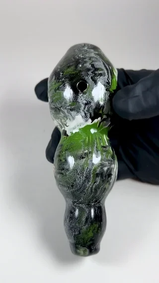 Preview pic of Maze Pipe - 5.5 inches - Ceramic - Black, White and Green - FREE SHIPPING!!