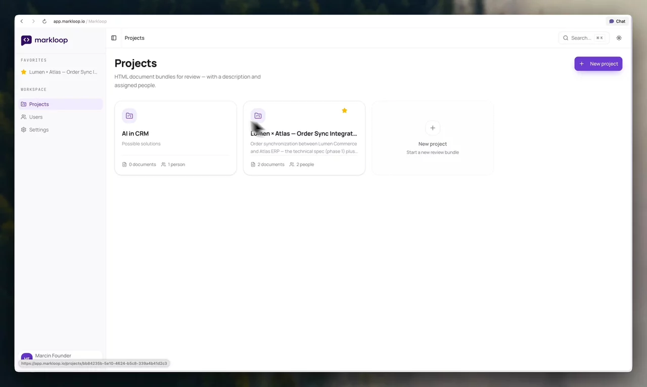Markloop demo — feedback loop walkthrough