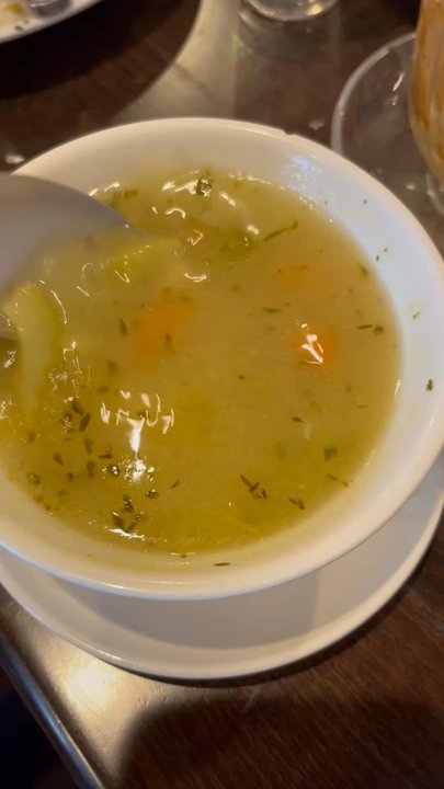 GiGi's Cafe - "Chicken noodle soup" or really watered down chicken broth - Cafes Near Me - Cedar Grove, New Jersey