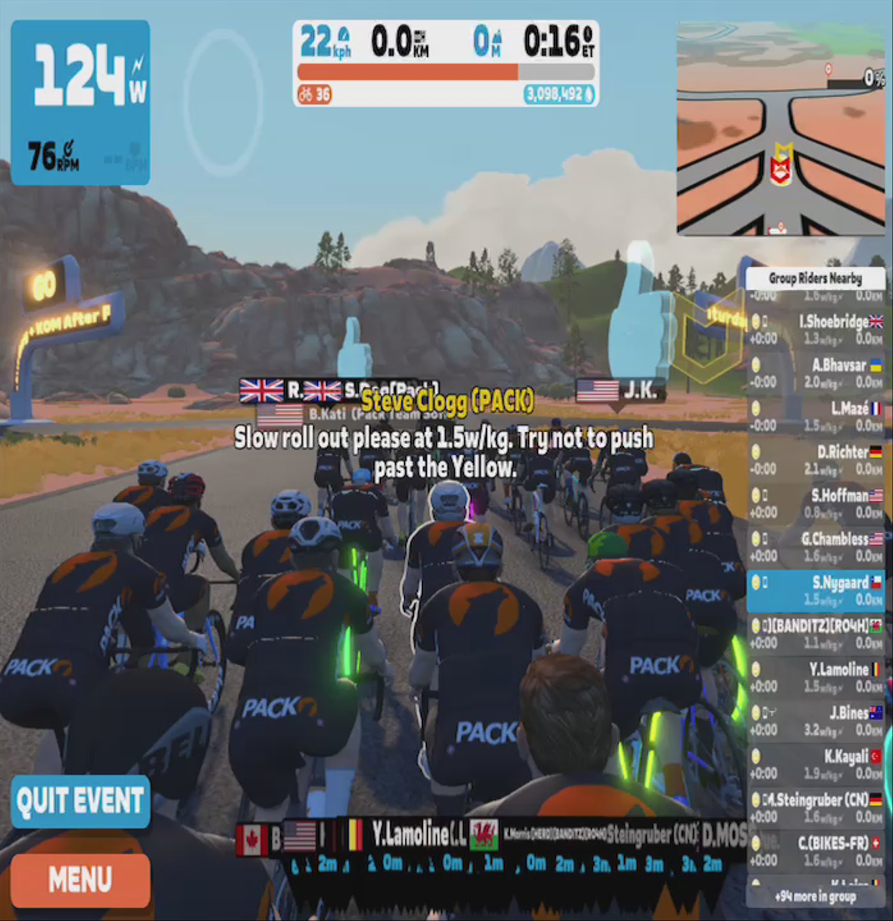 Zwift - Group Ride: PACK SUB2 Saturday + KOM After Party (D) on Sand And Sequoias in Watopia
