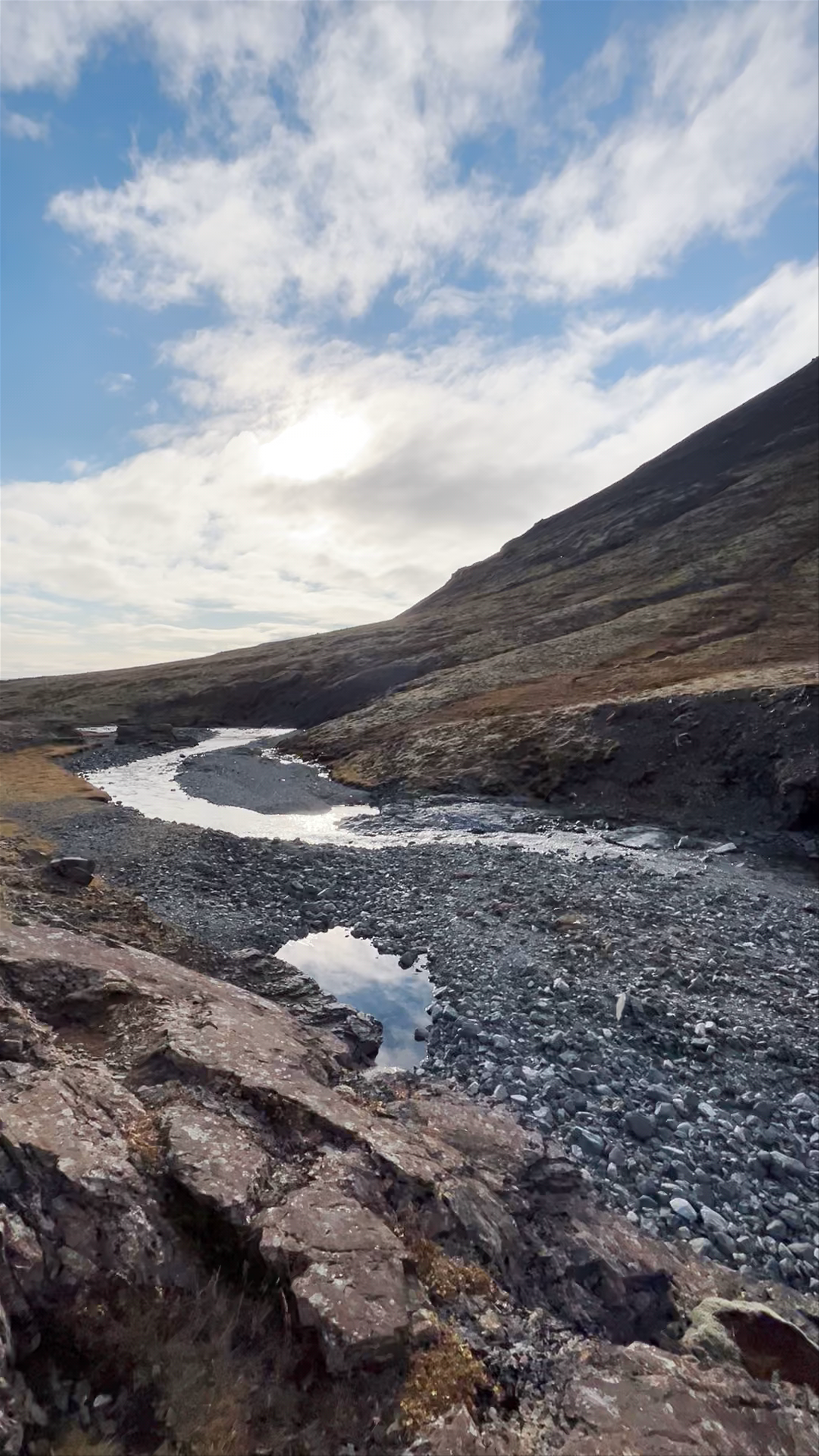 Skútafoss Waterfall and Riverview in Icelandic Highlands