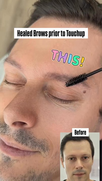 Bareface Beauty Studio - Healed Hyper realistic Nano Brows by Kate, before Touchup - Permanent Makeup Near Me - Irvine, California