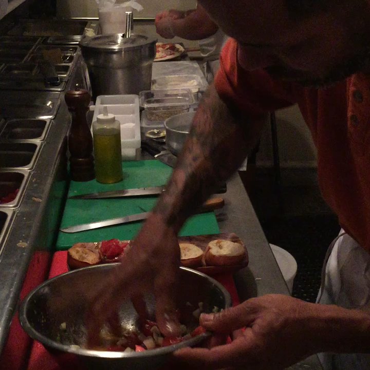 Rustica - Chef Jesus making Bruchetta - Pizza Near Me - Fajardo, Puerto Rico