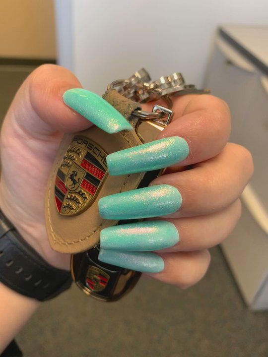 Bella Nails & Spa - They did such a good job! Love my aqua glitter nails! - Nail Salons Near Me - Antioch, California