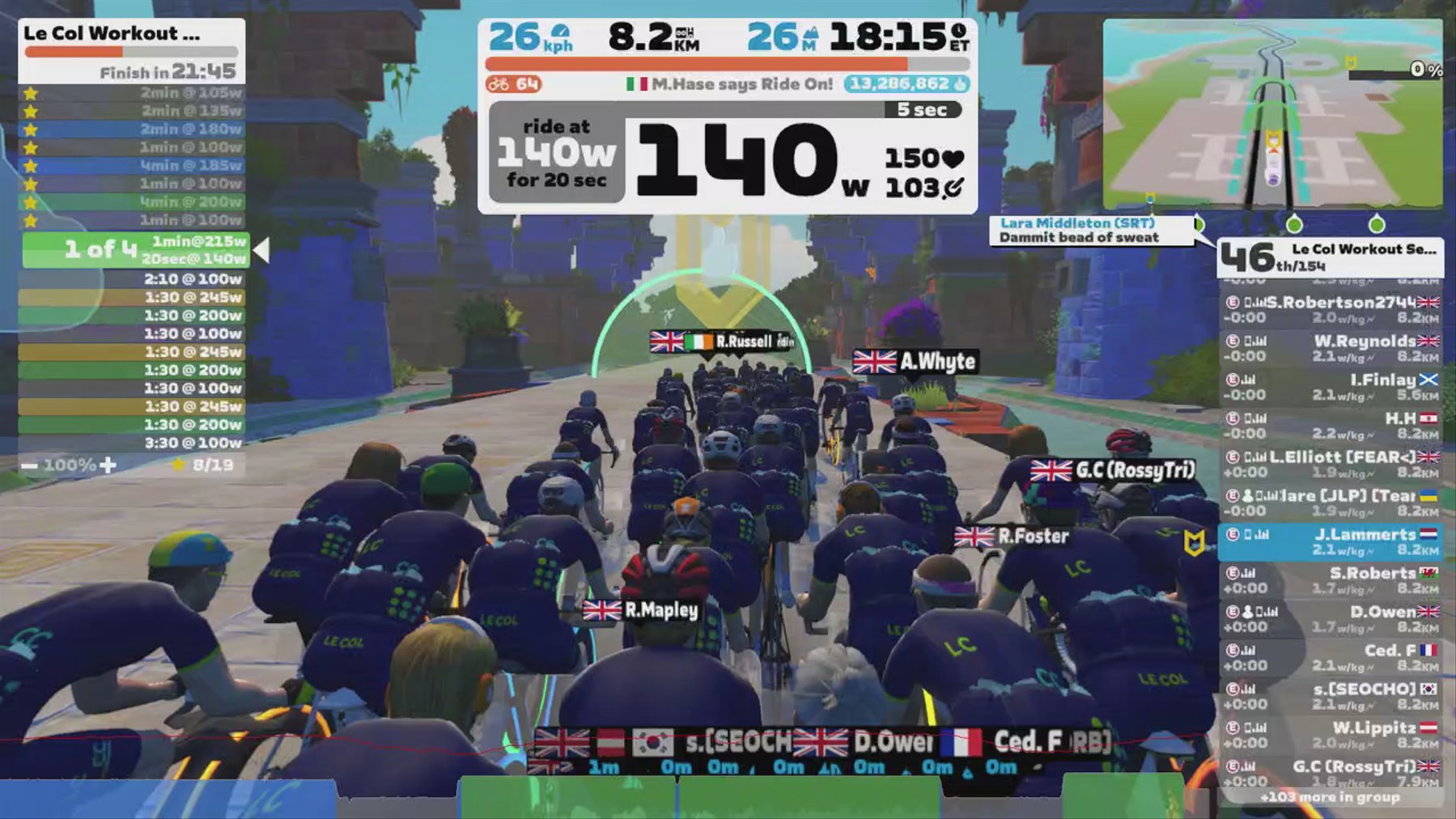 Zwift - Group Workout: Le Col Workout Sessions Weekend Tune Up Ramps (E) on Sugar Cookie in Watopia