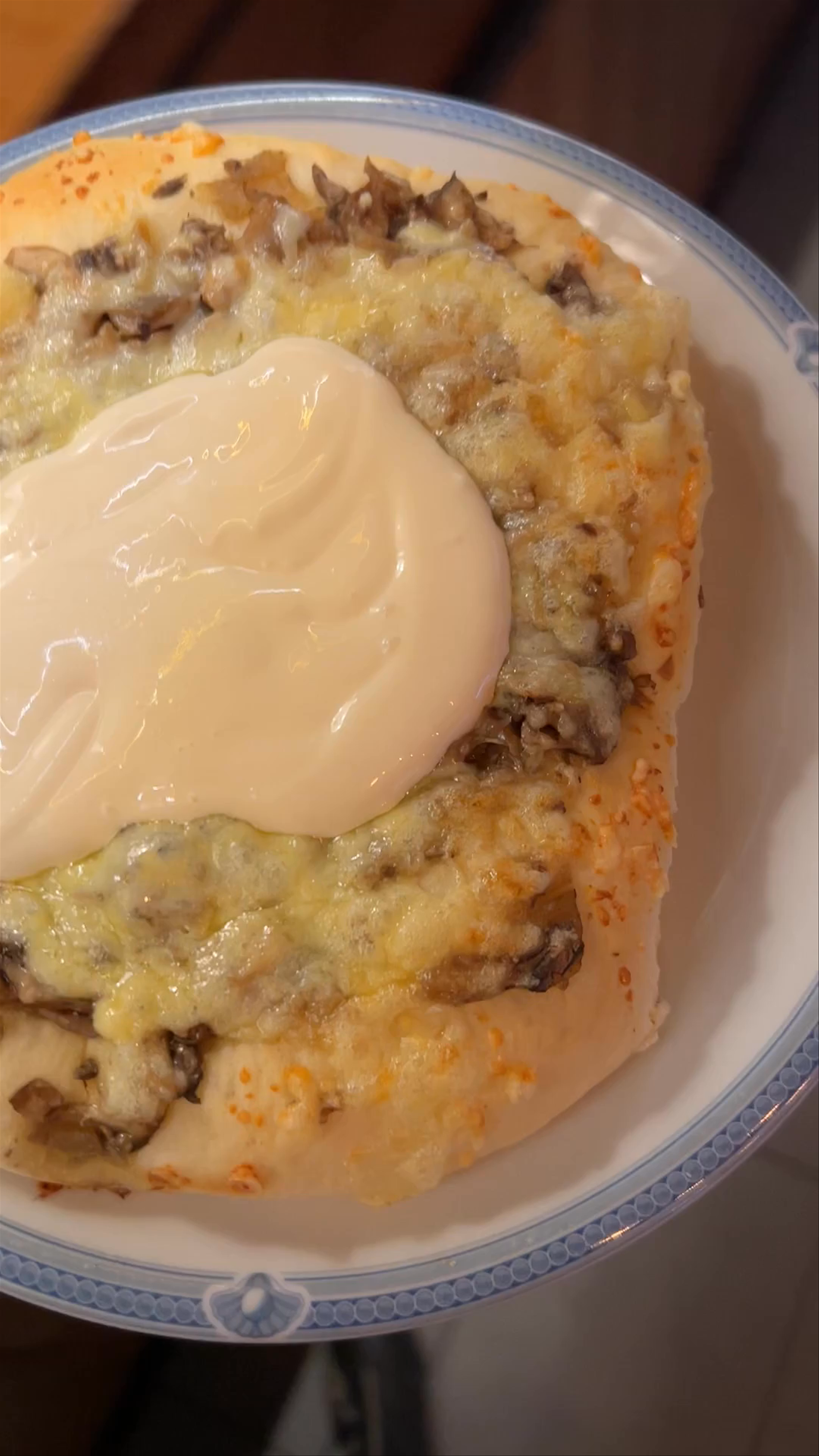 Delicious Mushroom Cheese Bread with Cream in Toruń, Poland