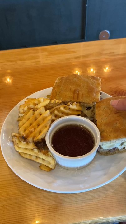 Moxie Brew - Special sandwich of the week and waffle fries - Breweries Near Me - Phoenix, Oregon