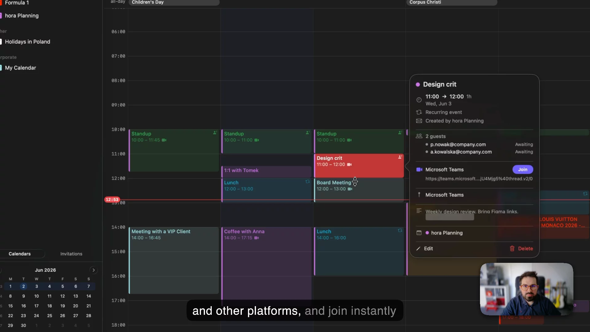 hora Calendar — Native macOS Google Calendar image 1