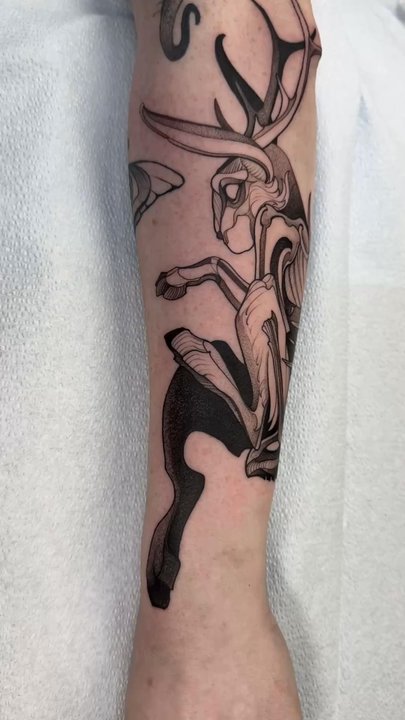 Gold Hollow - Jackalope by @Frankcarrilho - Tattoo Near Me - Toronto, Ontario