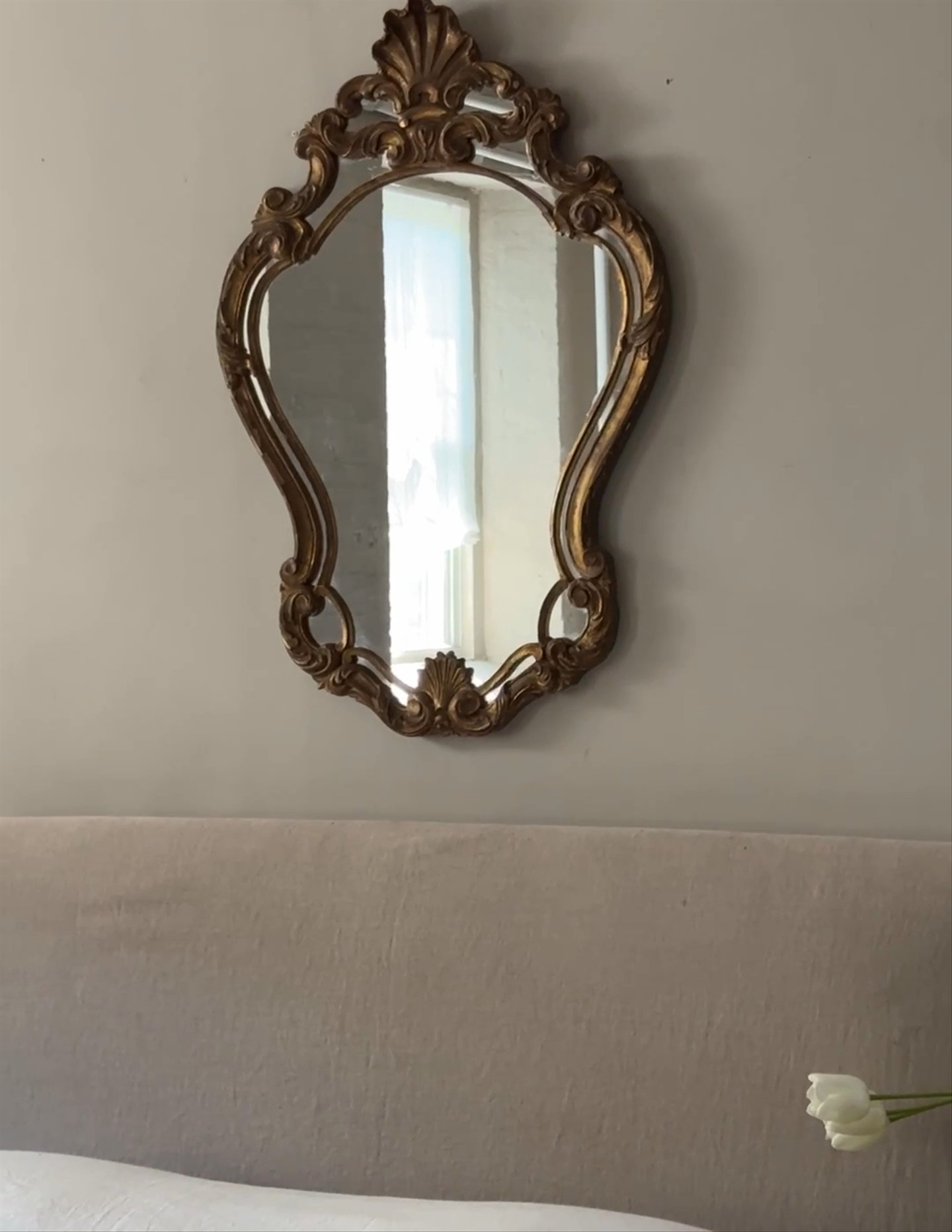 19th c. Large Shell Gilt Mirror