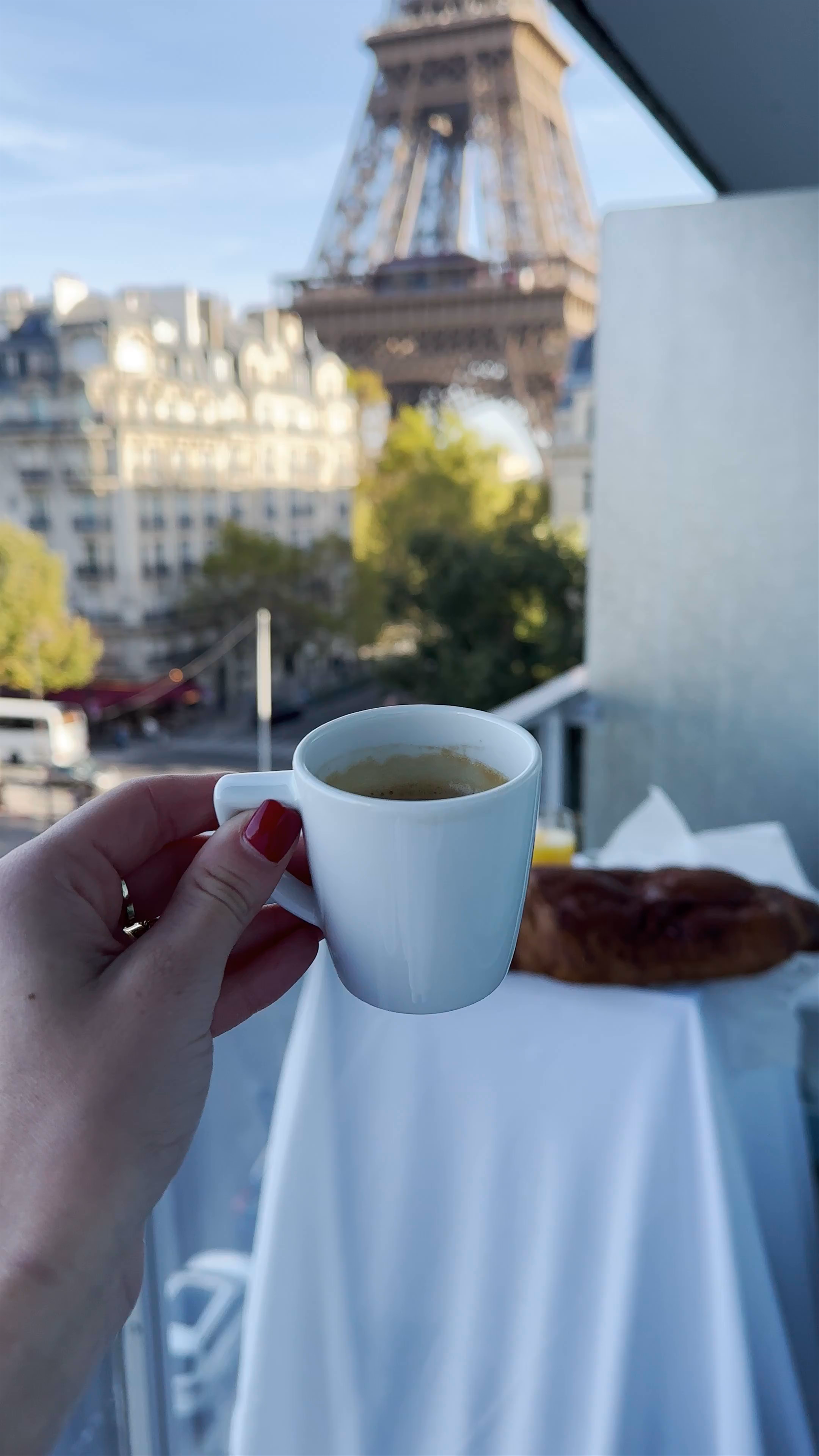 Morning Coffee with Eiffel Tower View from Pullman Paris Tour Eiffel