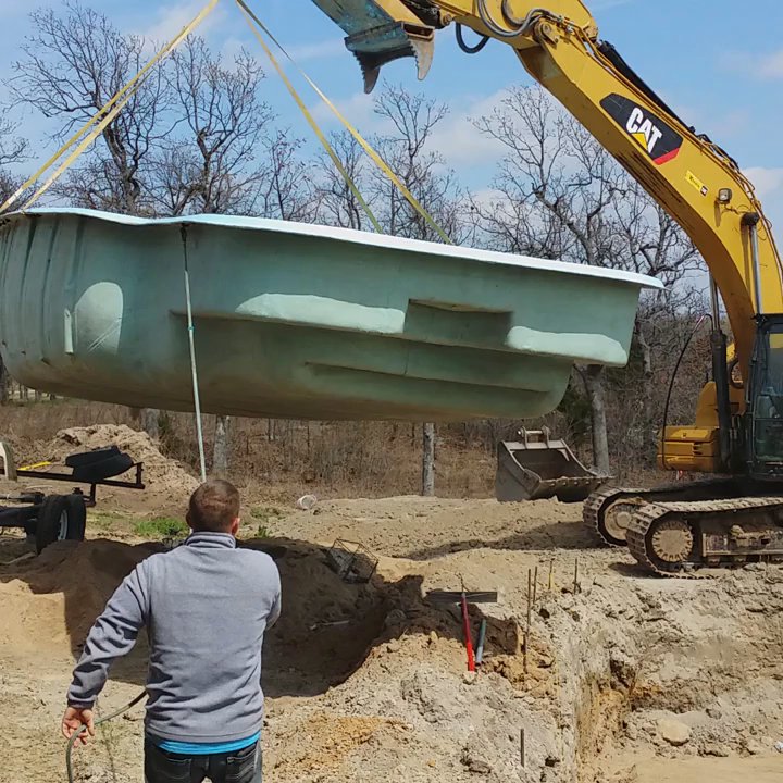 Sundown Pools - Setting the pool with the track hoe.. - Pool Cleaners Near Me - Tulsa, Oklahoma