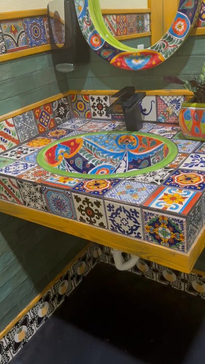 Pineapple Tequila - Clean & colorful bathroom - Mexican Near Me - Venice, Florida