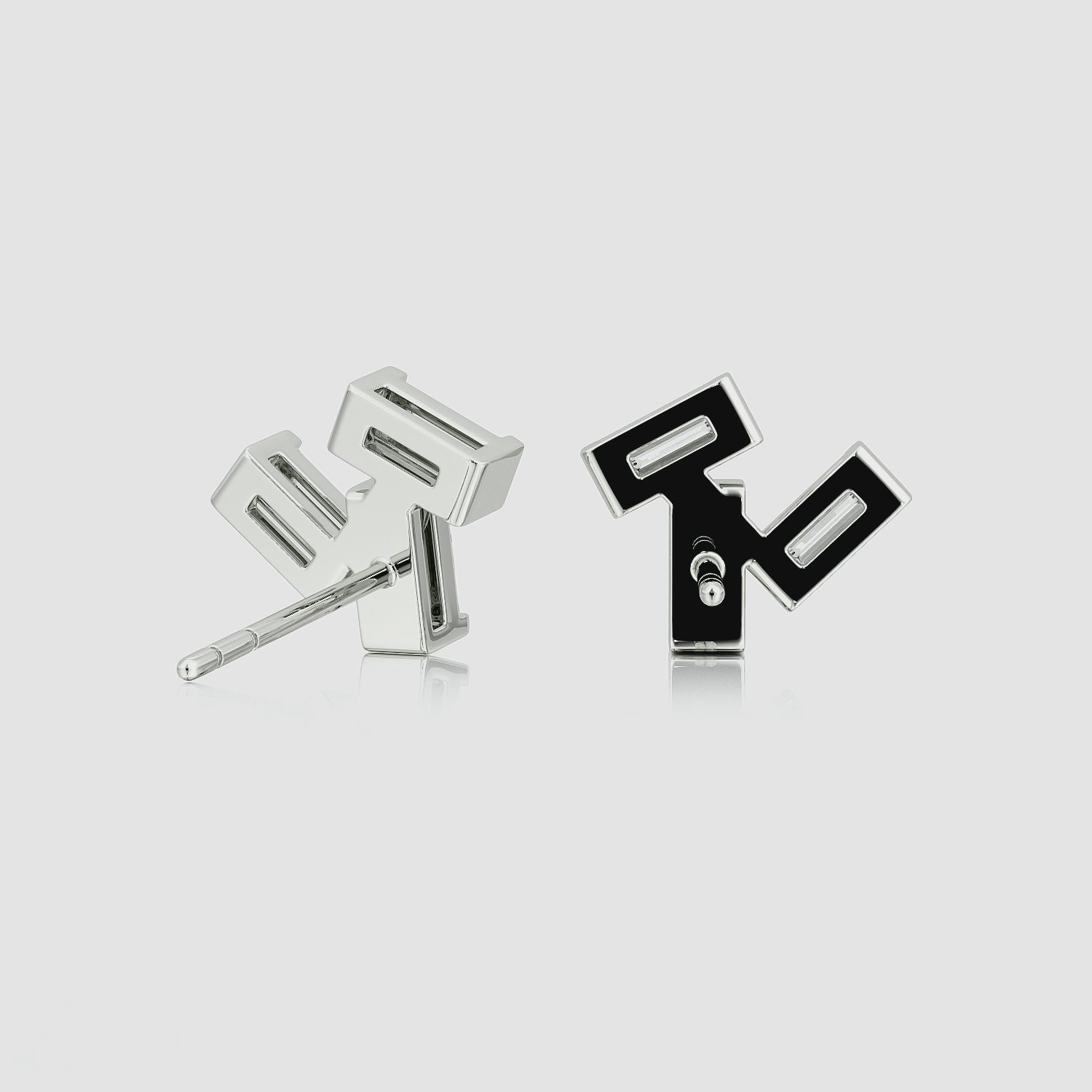 Baguette Cluster Stud | Baguette | 14k | White Gold | side: left