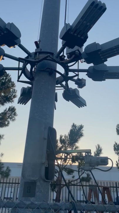 IntoSet Electric. - Bringing down this 80' light pole fixture for a rewire - Electricians Near Me - Apple Valley, California