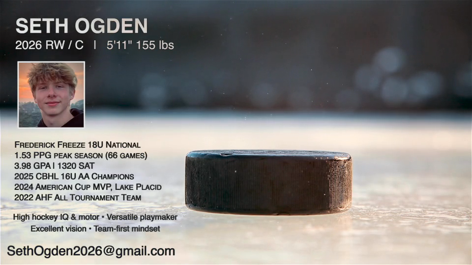 Seth Ogden - 2026 Ice Hockey Recruit | Physical Presence