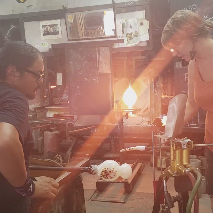 Jackalope - Artsians making a custom glass owl - Furniture Stores Near Me - Santa Fe, New Mexico
