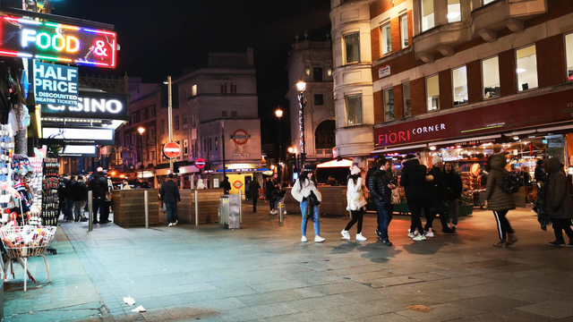 People Walking On A Commercial Street At Night