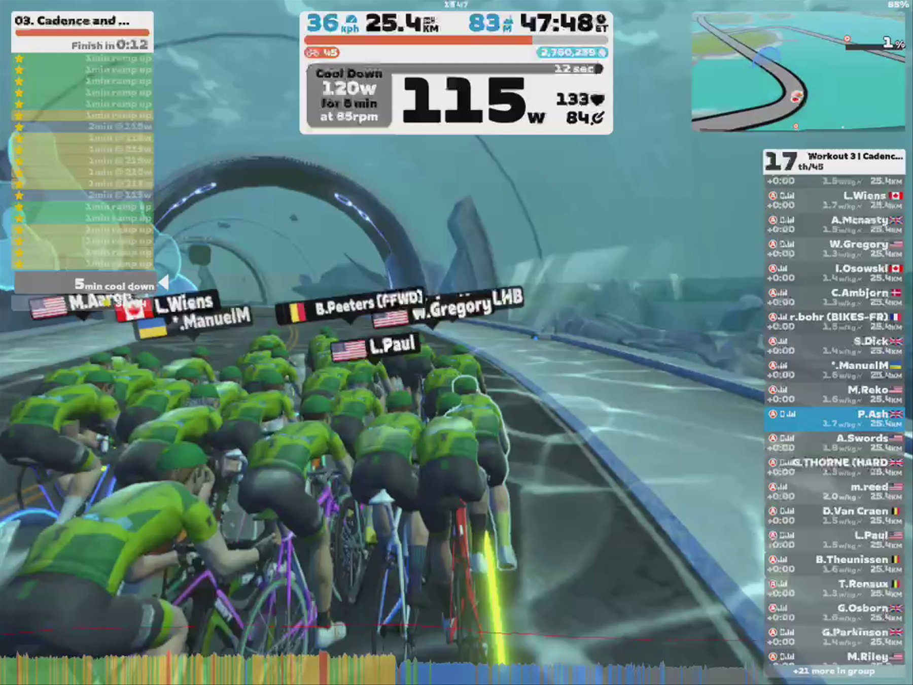 Zwift - Group Workout: Long - Cadence and Cruise  on Big Flat 8 in Watopia