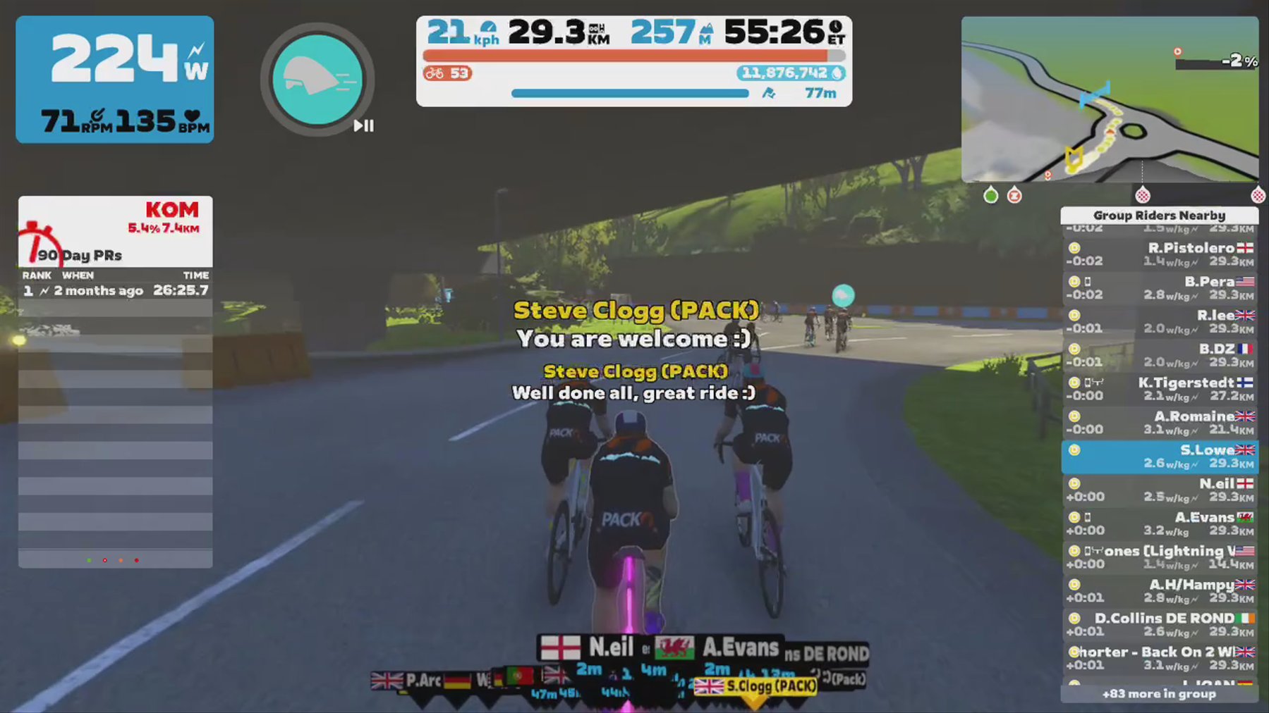 Zwift - Group Ride: PACK Social + KOM After Party  (D) on Innsbruck KOM After Party in Innsbruck