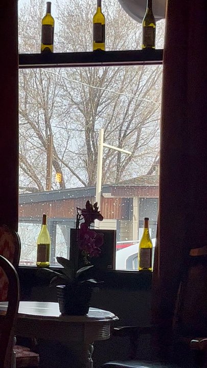 The Original Jerome Winery - Relaxing watching the snow from our favorite tasting room! - Wine Tasting Room Near Me - Jerome, Arizona