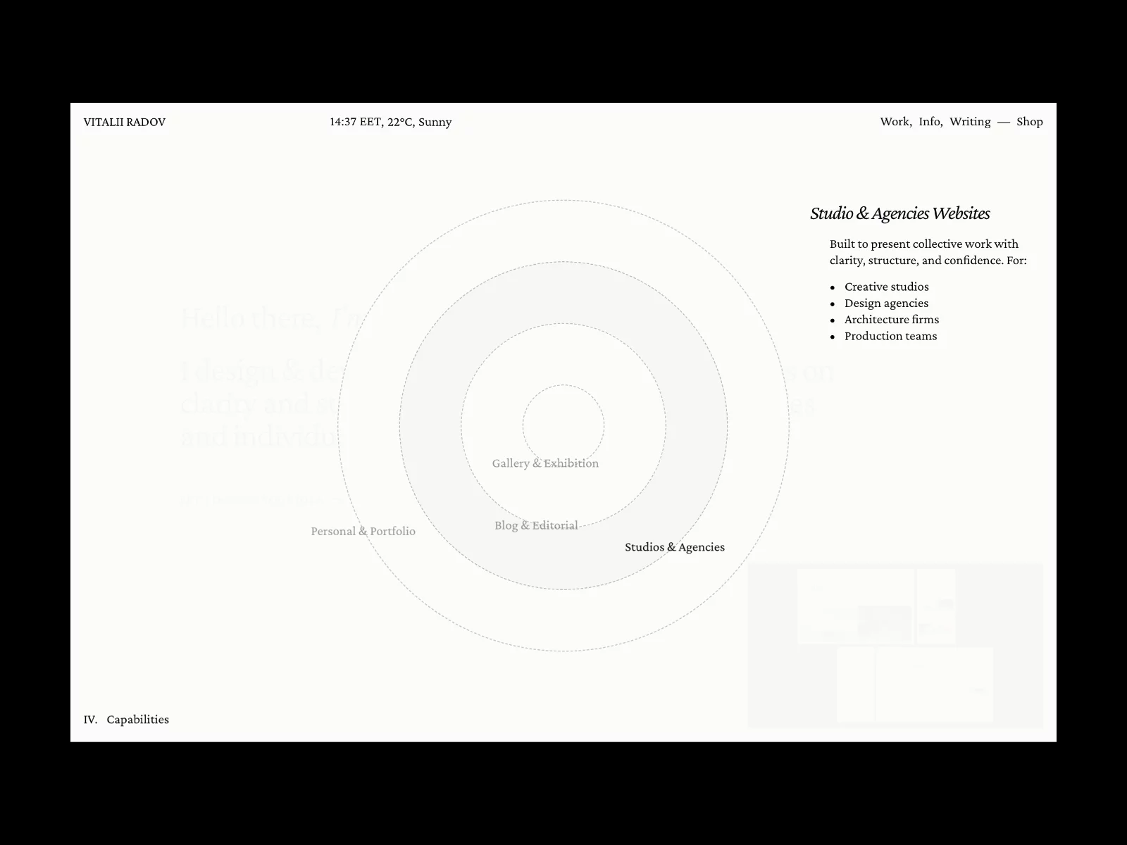 "Capabilities" section of Home page.https://www.vitaliiradov.com/#capabilities
