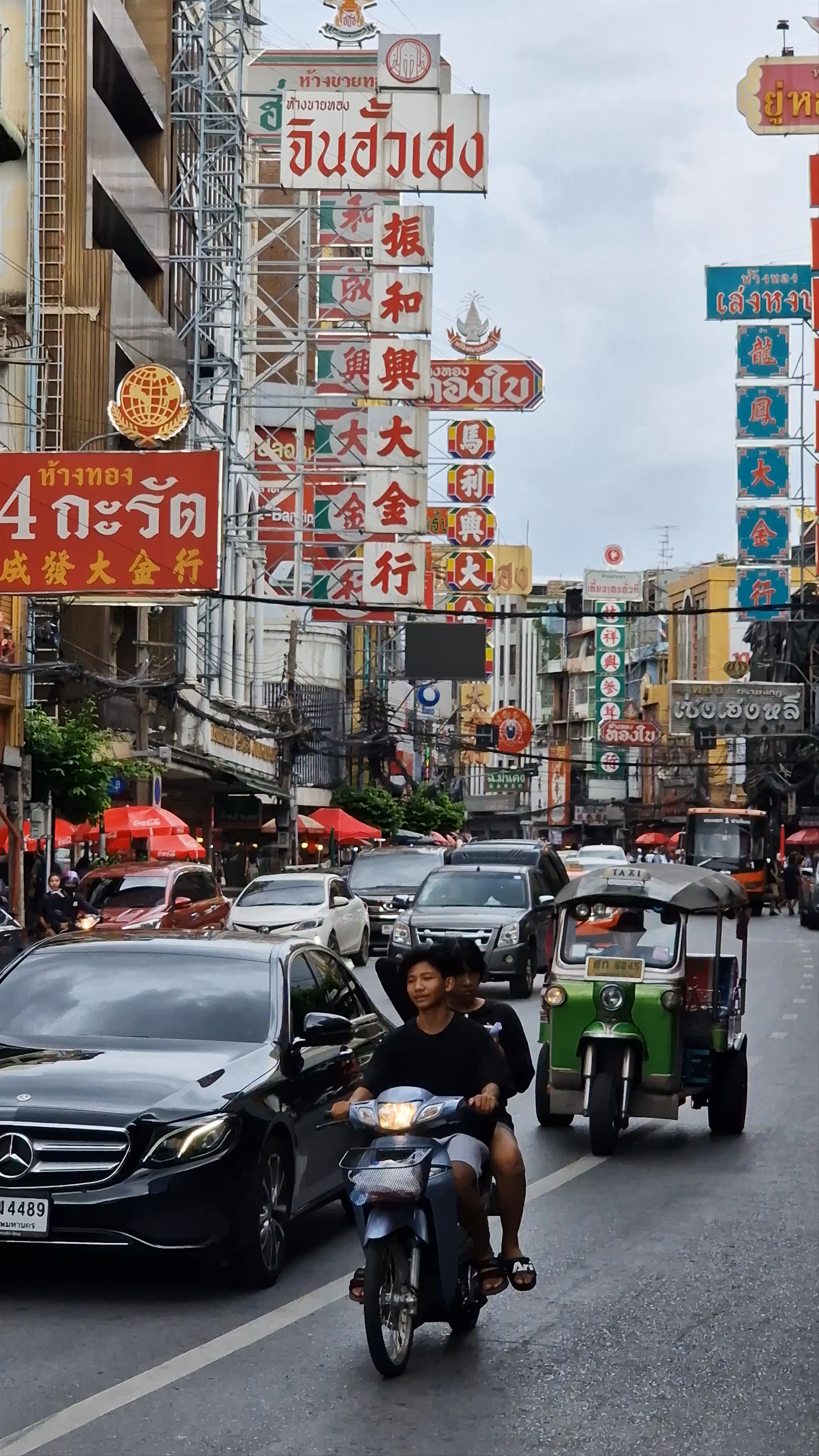 Bustling Streets and Neon Signs of Chinatown, Yaowarat Road, Bangkok