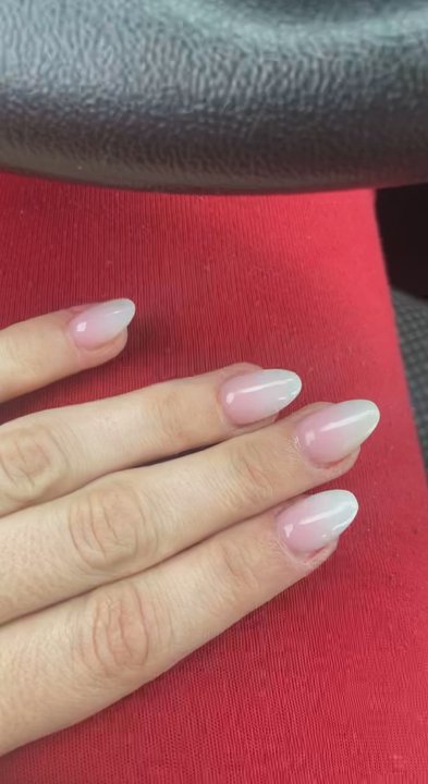 Top Solar Nails - Ombre pink and white almond shape; thank you Gavin - Nail Salons Near Me - Tualatin, Oregon