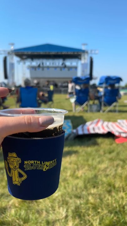 Blues & BBQ - Enjoying a Backpocket root beer while watching the bands! - Food Trucks Near Me - North Liberty, Iowa
