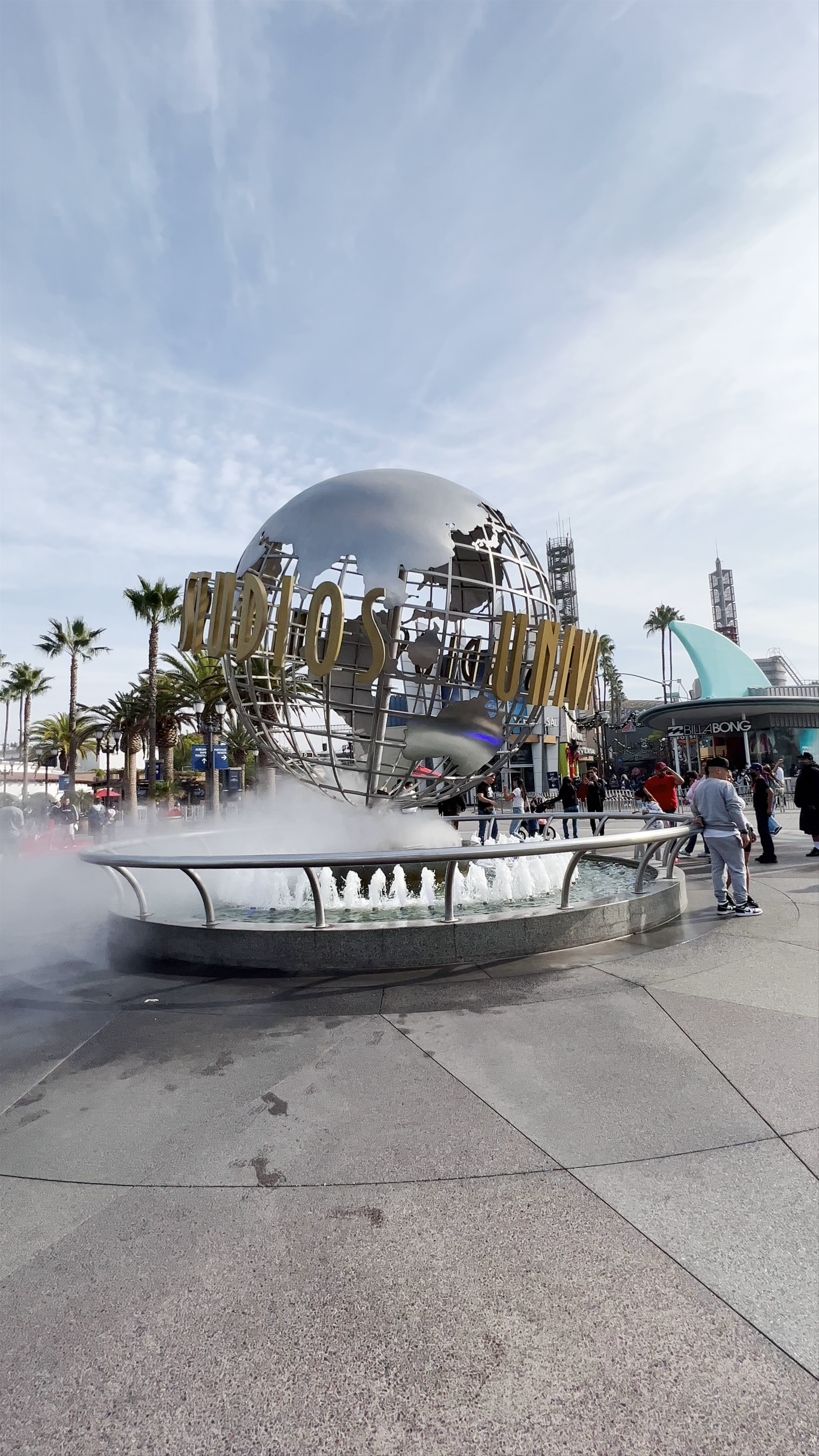 Universal Studios Hollywood Entrance Globe Fountain - Iconic Theme Park Experience