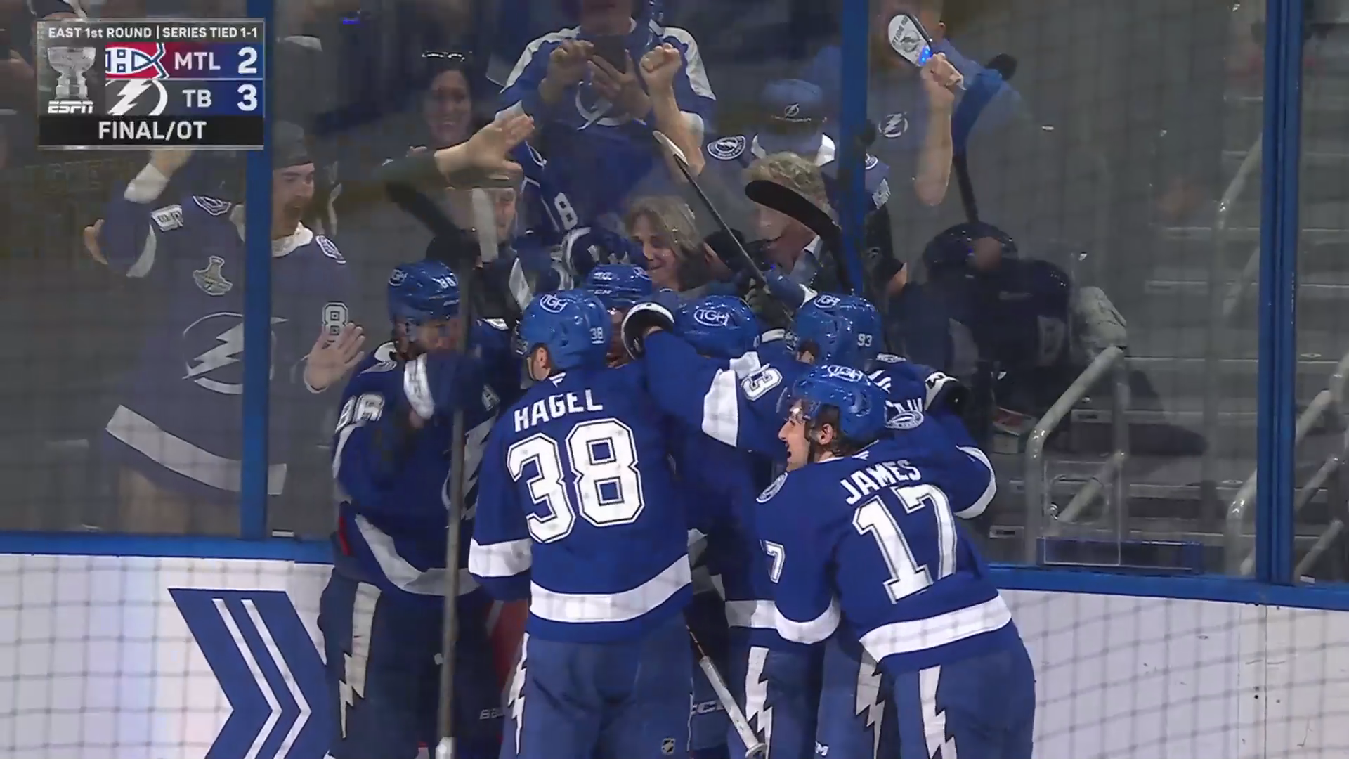 Moser's First Career Playoff Goal Sends Lightning to OT Win · Apr. 21, 2026