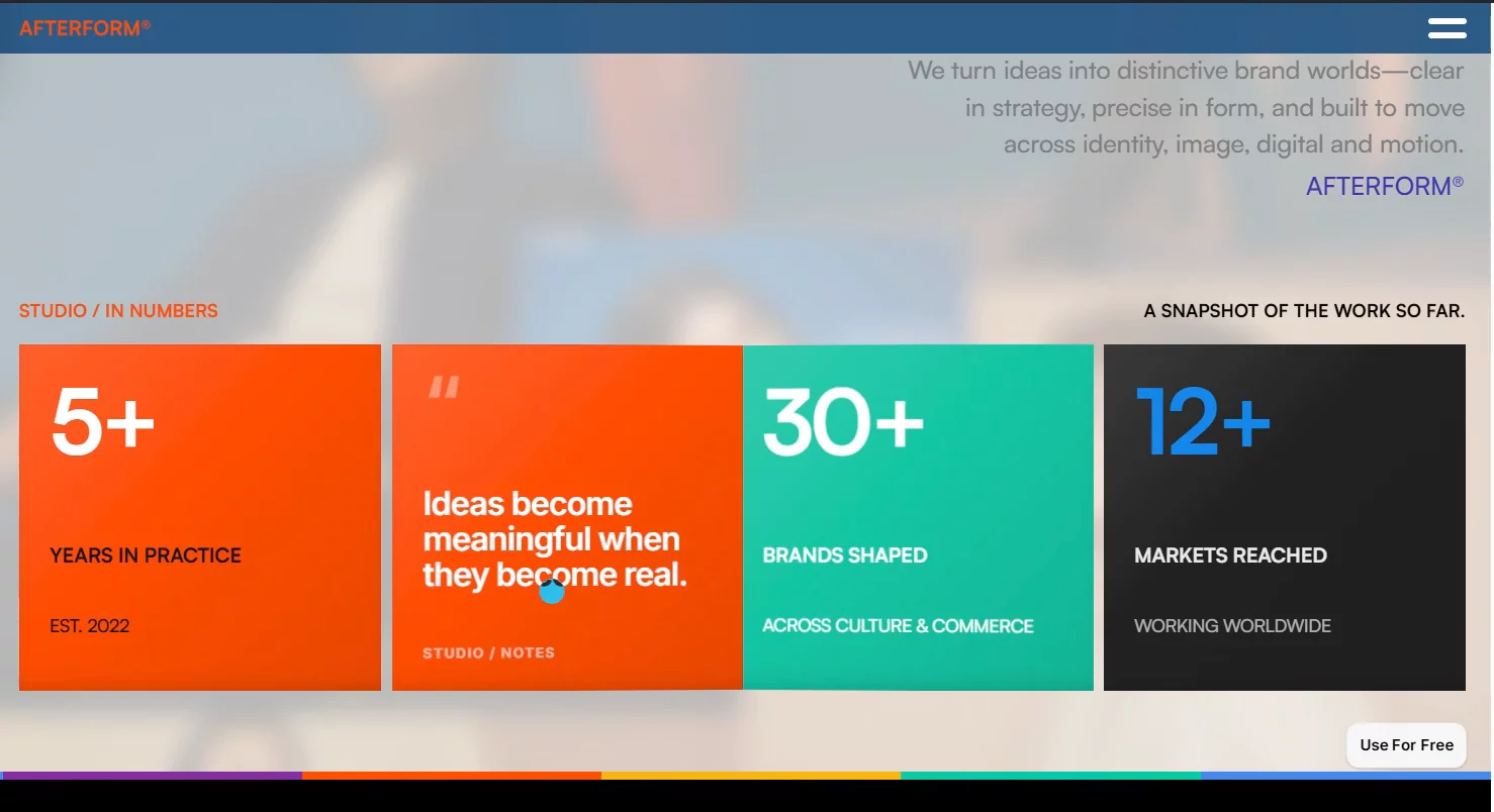 Remix Link : https://framer.link/Iu8faxN Small Update: Afterform Studio Template's Statistic Section is Now 3D on Desktop &amp; Tablet Screens